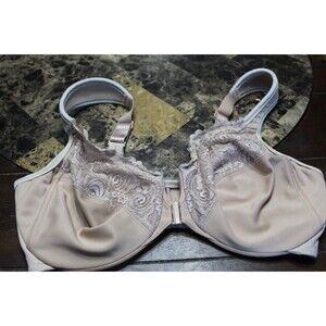 Glamorise Nude Lace Front Close T-shirt Bra Underwired Women's Size 34DD